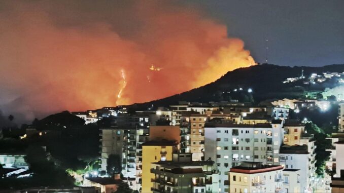 incendio sulla collina dei camaldoli a napoli